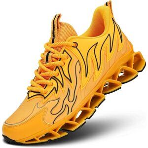 Men's Running Shoes Mesh Runners Fashion Sport Blade Walking Sneakers Yellow